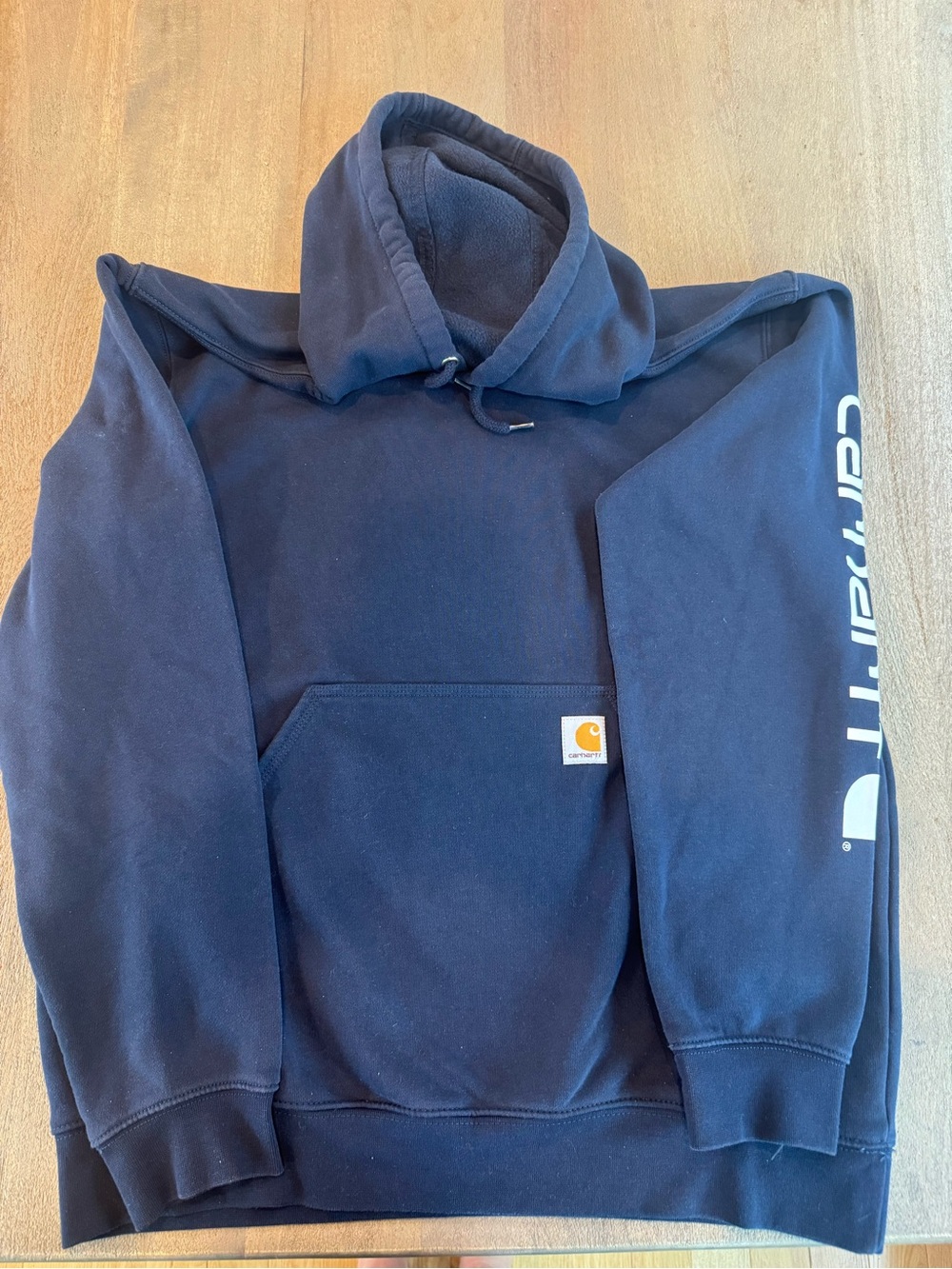 Carhartt Navy Crewneck Hooded Sweatshirt with White Sleeve Logo